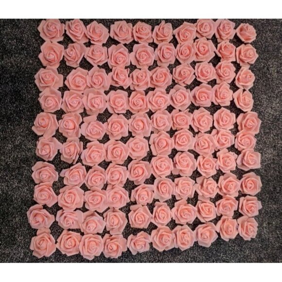 New 100 Pack Pink Artificial Flowers, Bulk Stemless Fake Foam Roses for Wedding - Picture 2 of 2